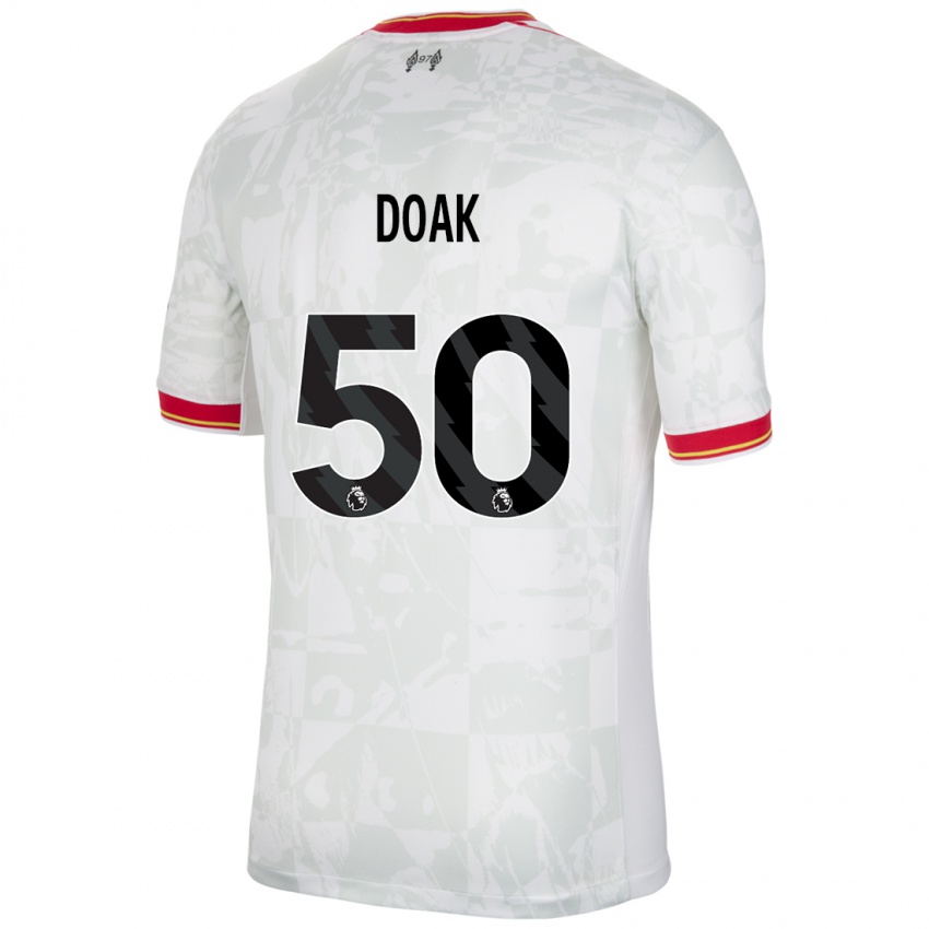 Gyermek Ben Doak #50 Fehér Piros Fekete Harmadik Számú Jersey 2024/25 Mez Póló Ing