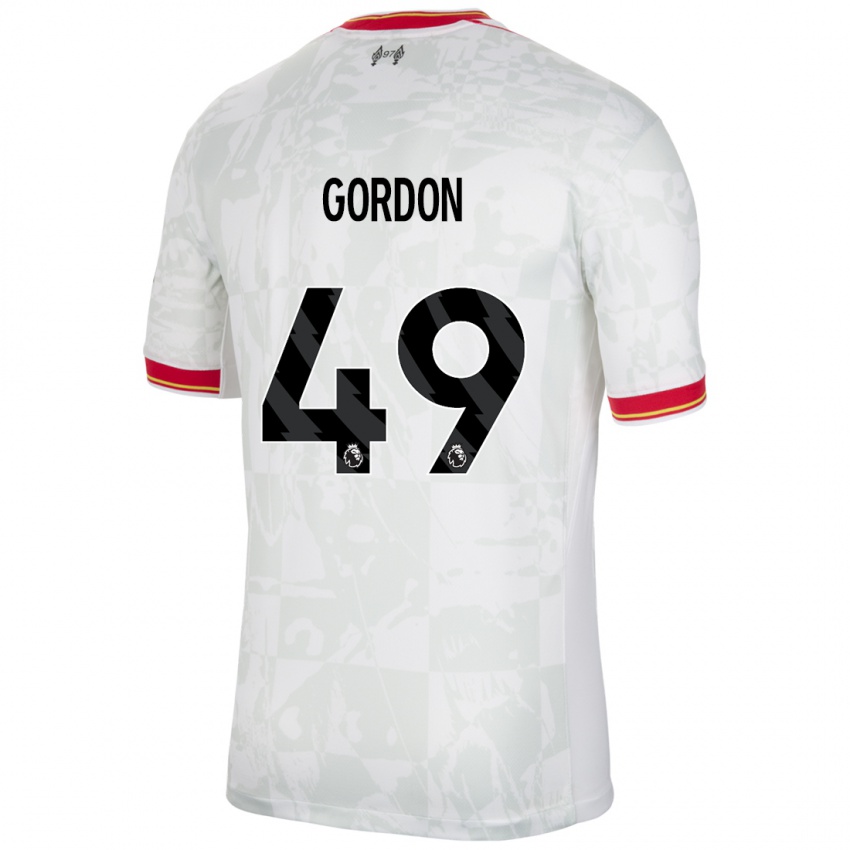 Gyermek Kaide Gordon #49 Fehér Piros Fekete Harmadik Számú Jersey 2024/25 Mez Póló Ing