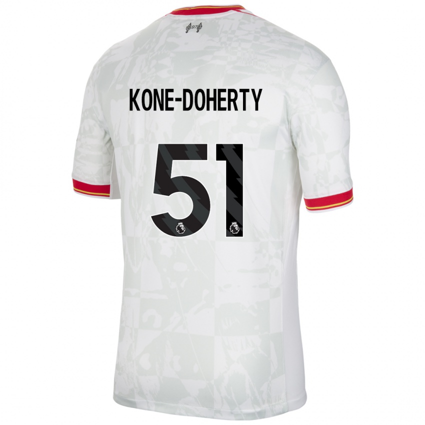 Gyermek Trent Kone-Doherty #51 Fehér Piros Fekete Harmadik Számú Jersey 2024/25 Mez Póló Ing