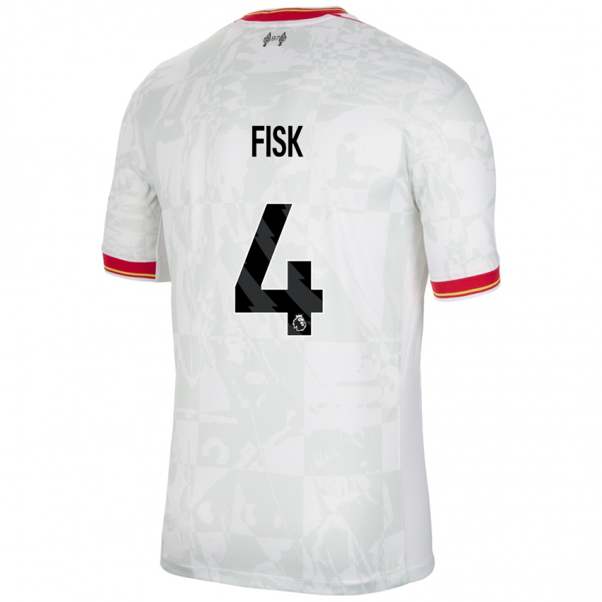 Gyermek Grace Fisk #4 Fehér Piros Fekete Harmadik Számú Jersey 2024/25 Mez Póló Ing