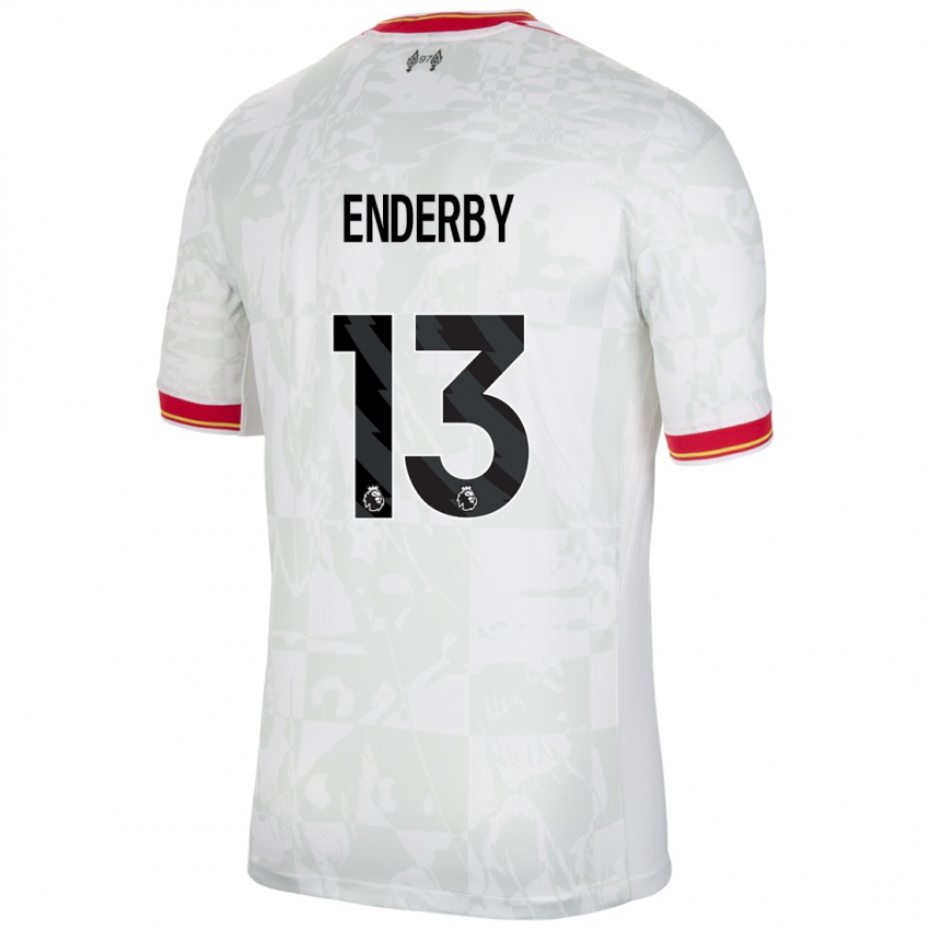 Gyermek Mia Enderby #13 Fehér Piros Fekete Harmadik Számú Jersey 2024/25 Mez Póló Ing