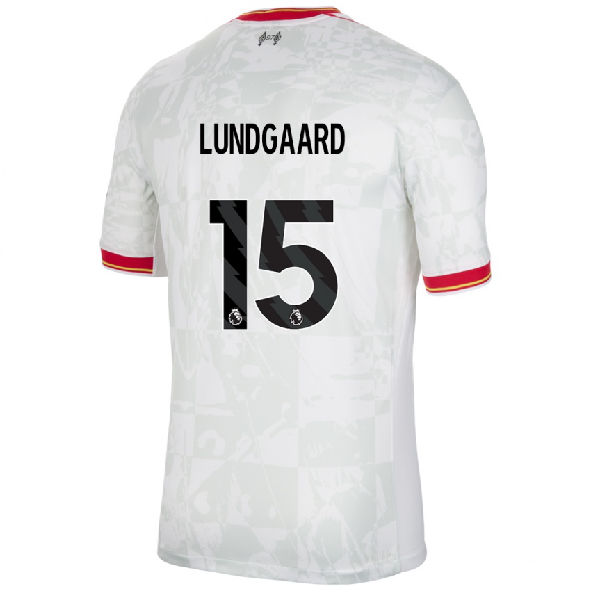 Gyermek Sofie Lundgaard #15 Fehér Piros Fekete Harmadik Számú Jersey 2024/25 Mez Póló Ing