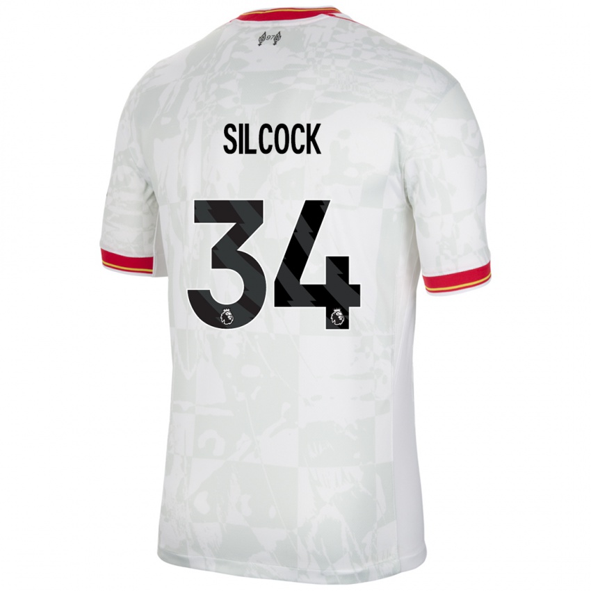 Gyermek Hannah Silcock #34 Fehér Piros Fekete Harmadik Számú Jersey 2024/25 Mez Póló Ing