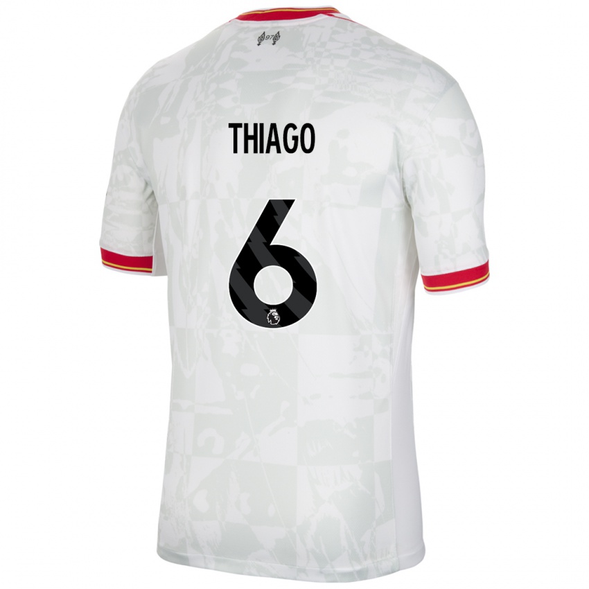 Gyermek Thiago #6 Fehér Piros Fekete Harmadik Számú Jersey 2024/25 Mez Póló Ing