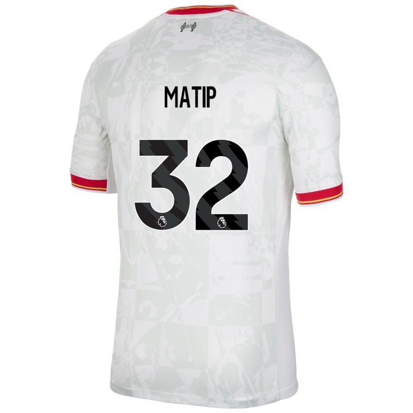 Gyermek Joel Matip #32 Fehér Piros Fekete Harmadik Számú Jersey 2024/25 Mez Póló Ing