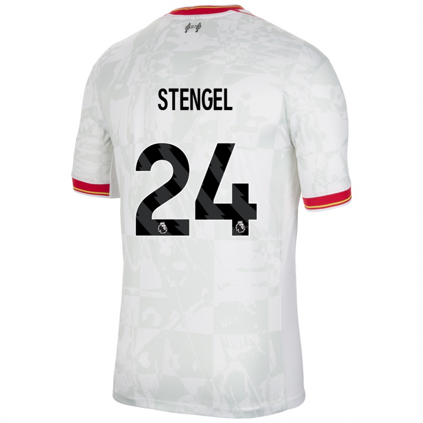 Gyermek Katie Stengel #24 Fehér Piros Fekete Harmadik Számú Jersey 2024/25 Mez Póló Ing