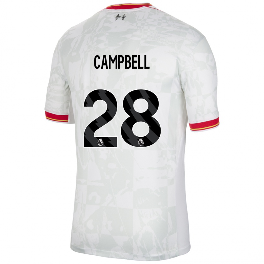 Gyermek Megan Campbell #28 Fehér Piros Fekete Harmadik Számú Jersey 2024/25 Mez Póló Ing