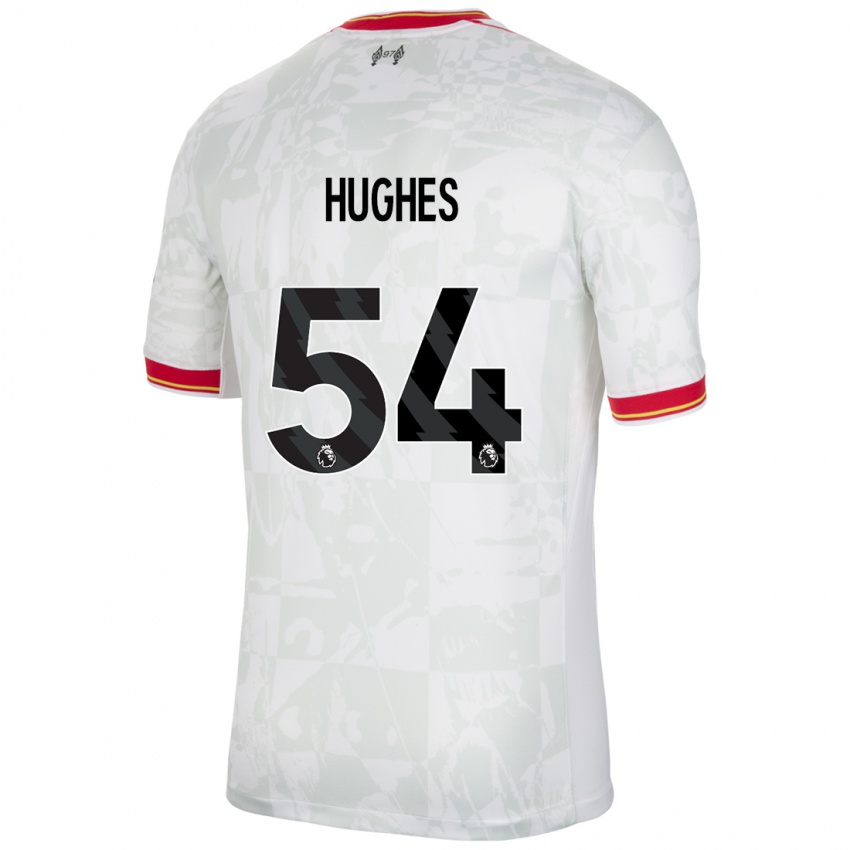 Gyermek Liam Hughes #54 Fehér Piros Fekete Harmadik Számú Jersey 2024/25 Mez Póló Ing