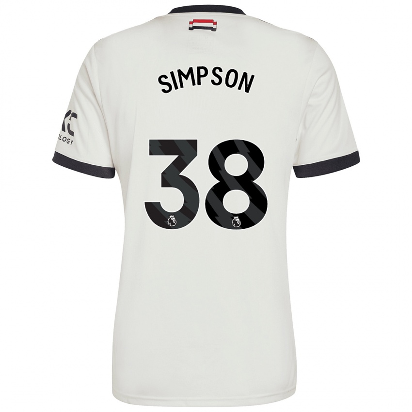 Gyermek Jess Simpson #38 Törtfehér Harmadik Számú Jersey 2024/25 Mez Póló Ing