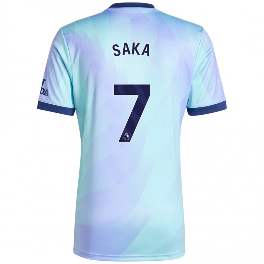 Gyermek Bukayo Saka #7 Aqua Harmadik Számú Jersey 2024/25 Mez Póló Ing