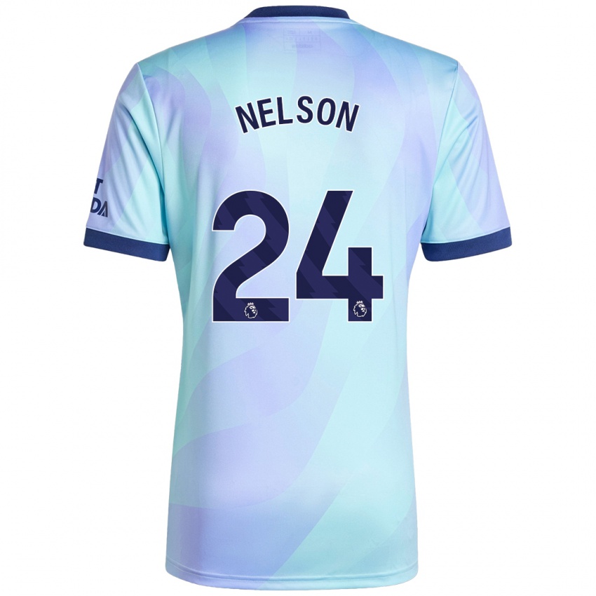 Gyermek Reiss Nelson #24 Aqua Harmadik Számú Jersey 2024/25 Mez Póló Ing