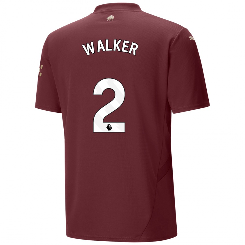 Gyermek Kyle Walker #2 Gesztenyebarna Harmadik Számú Jersey 2024/25 Mez Póló Ing