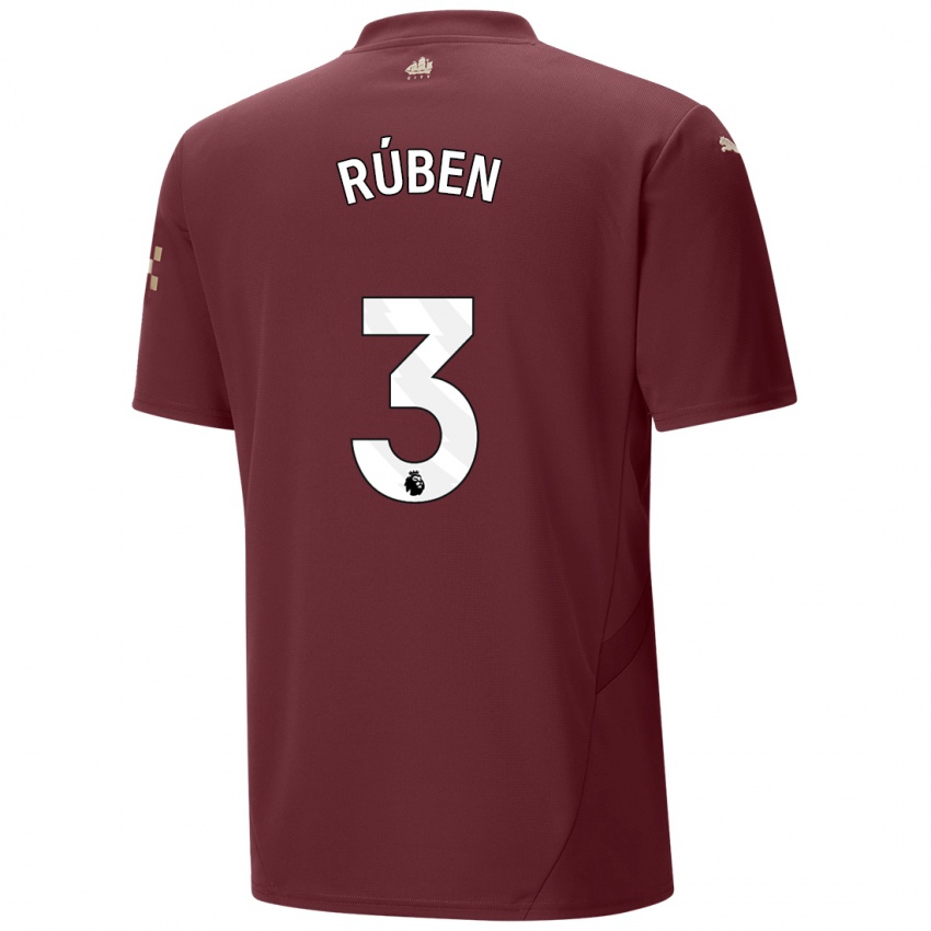 Gyermek Ruben Dias #3 Gesztenyebarna Harmadik Számú Jersey 2024/25 Mez Póló Ing