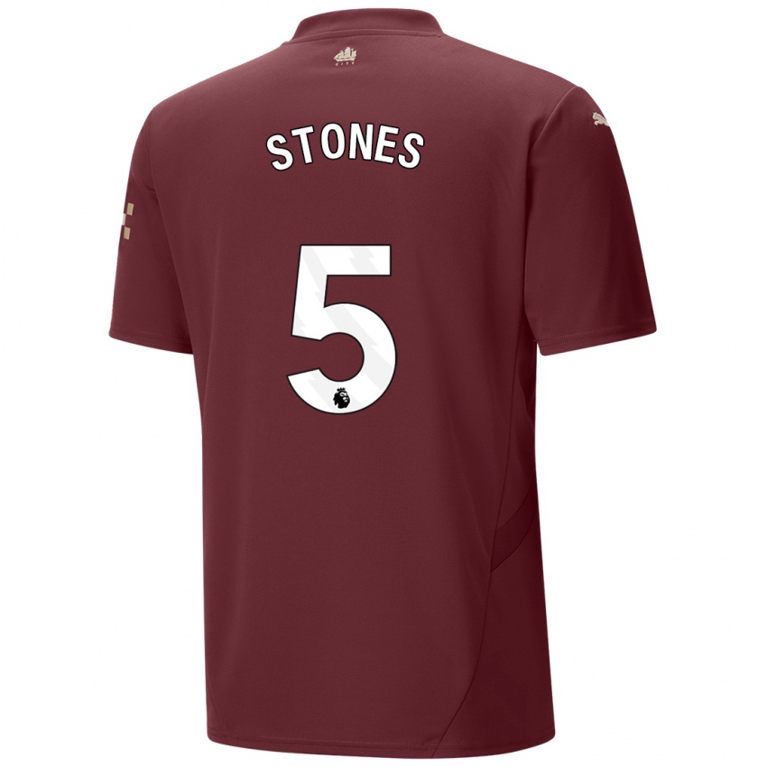 Gyermek John Stones #5 Gesztenyebarna Harmadik Számú Jersey 2024/25 Mez Póló Ing