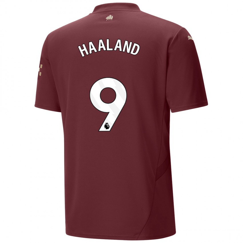 Gyermek Erling Haaland #9 Gesztenyebarna Harmadik Számú Jersey 2024/25 Mez Póló Ing