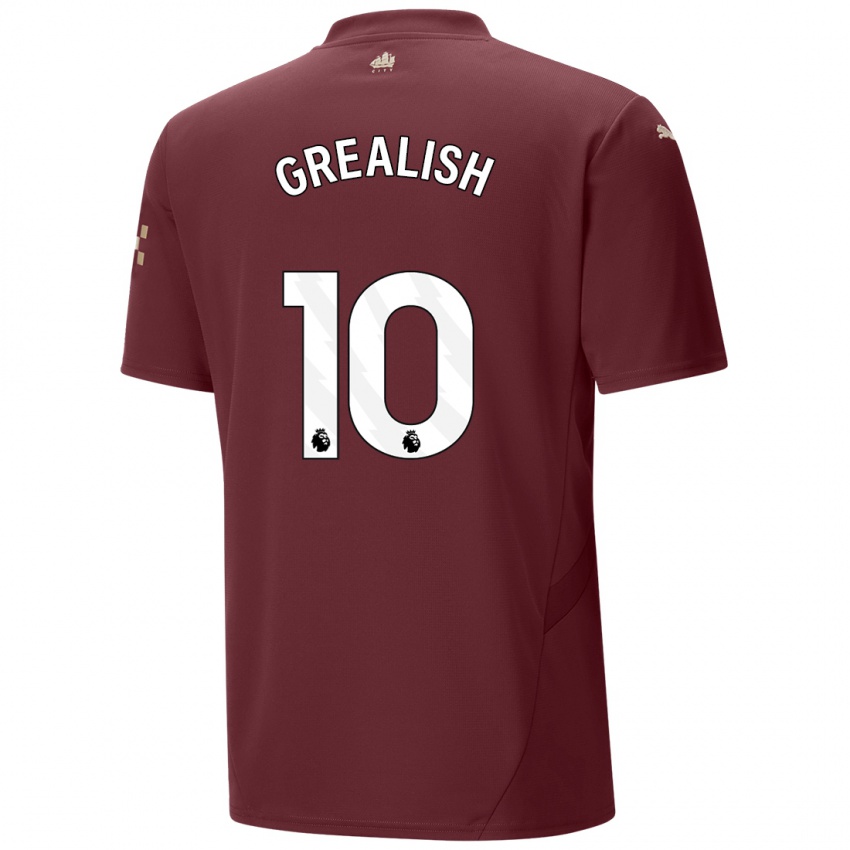 Gyermek Jack Grealish #10 Gesztenyebarna Harmadik Számú Jersey 2024/25 Mez Póló Ing