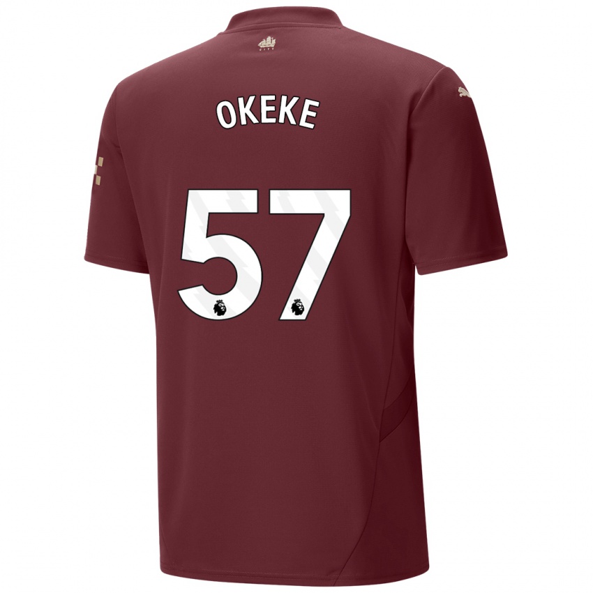 Gyermek Michael Okeke #57 Gesztenyebarna Harmadik Számú Jersey 2024/25 Mez Póló Ing