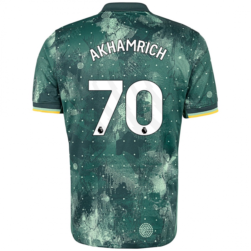 Gyermek Yusuf Akhamrich #70 Menta Zöld Harmadik Számú Jersey 2024/25 Mez Póló Ing