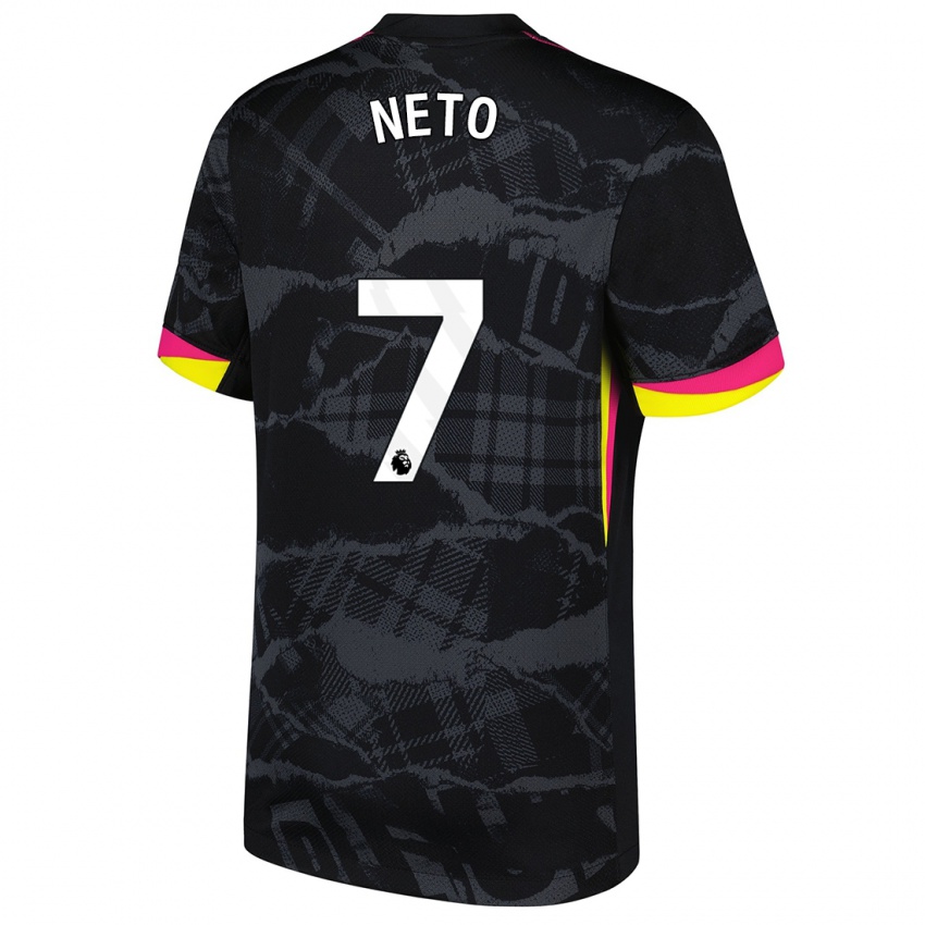 Gyermek Pedro Neto #7 Fekete Rózsaszín Harmadik Számú Jersey 2024/25 Mez Póló Ing