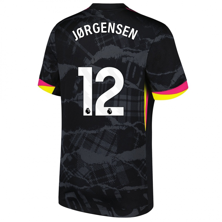 Gyermek Filip Jørgensen #12 Fekete Rózsaszín Harmadik Számú Jersey 2024/25 Mez Póló Ing