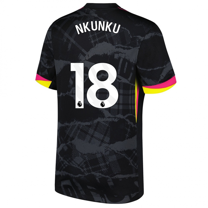 Gyermek Christopher Nkunku #18 Fekete Rózsaszín Harmadik Számú Jersey 2024/25 Mez Póló Ing