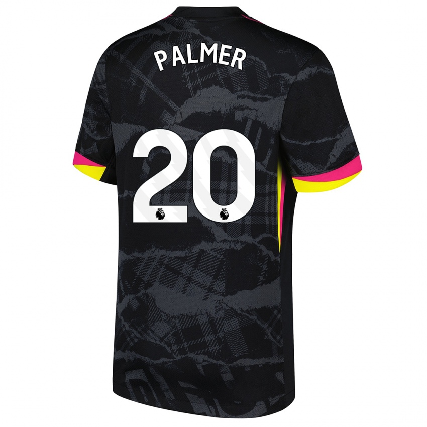 Gyermek Cole Palmer #20 Fekete Rózsaszín Harmadik Számú Jersey 2024/25 Mez Póló Ing