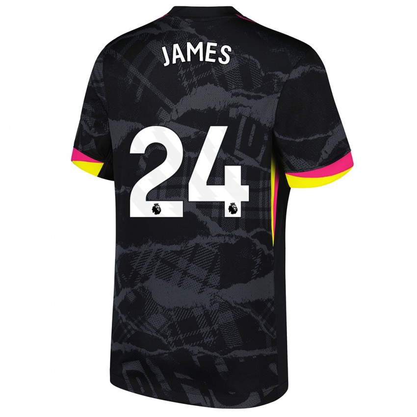 Gyermek Reece James #24 Fekete Rózsaszín Harmadik Számú Jersey 2024/25 Mez Póló Ing