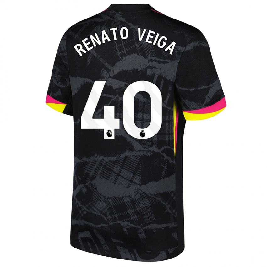 Gyermek Renato Veiga #40 Fekete Rózsaszín Harmadik Számú Jersey 2024/25 Mez Póló Ing