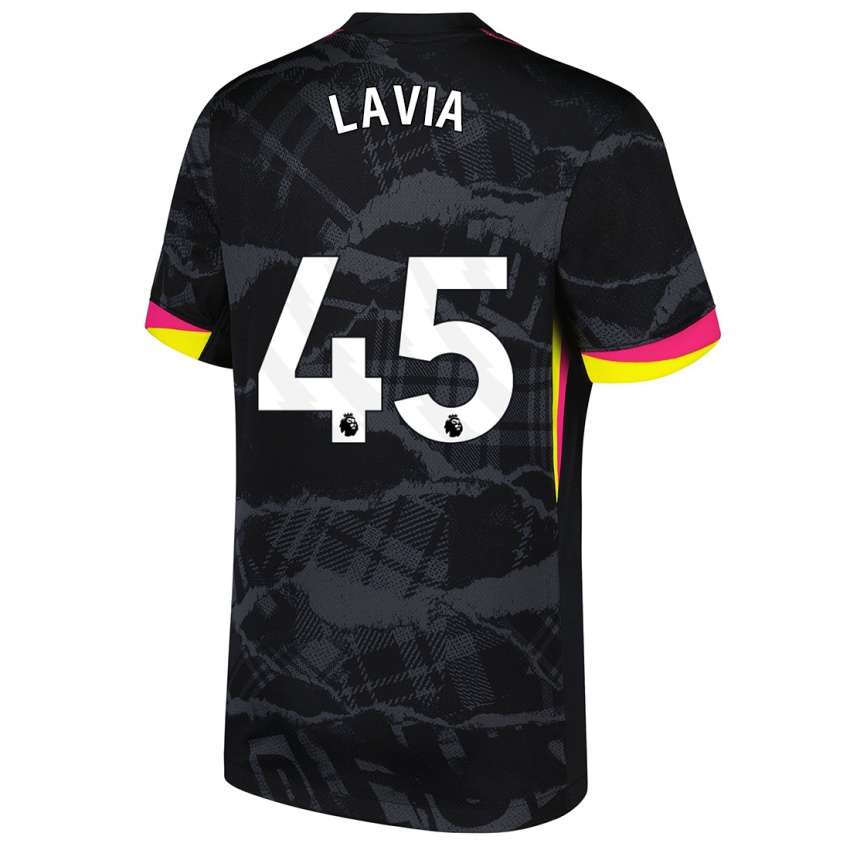 Gyermek Roméo Lavia #45 Fekete Rózsaszín Harmadik Számú Jersey 2024/25 Mez Póló Ing