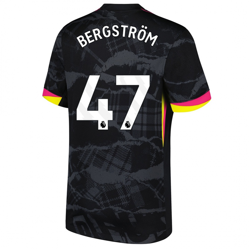 Gyermek Lucas Bergström #47 Fekete Rózsaszín Harmadik Számú Jersey 2024/25 Mez Póló Ing