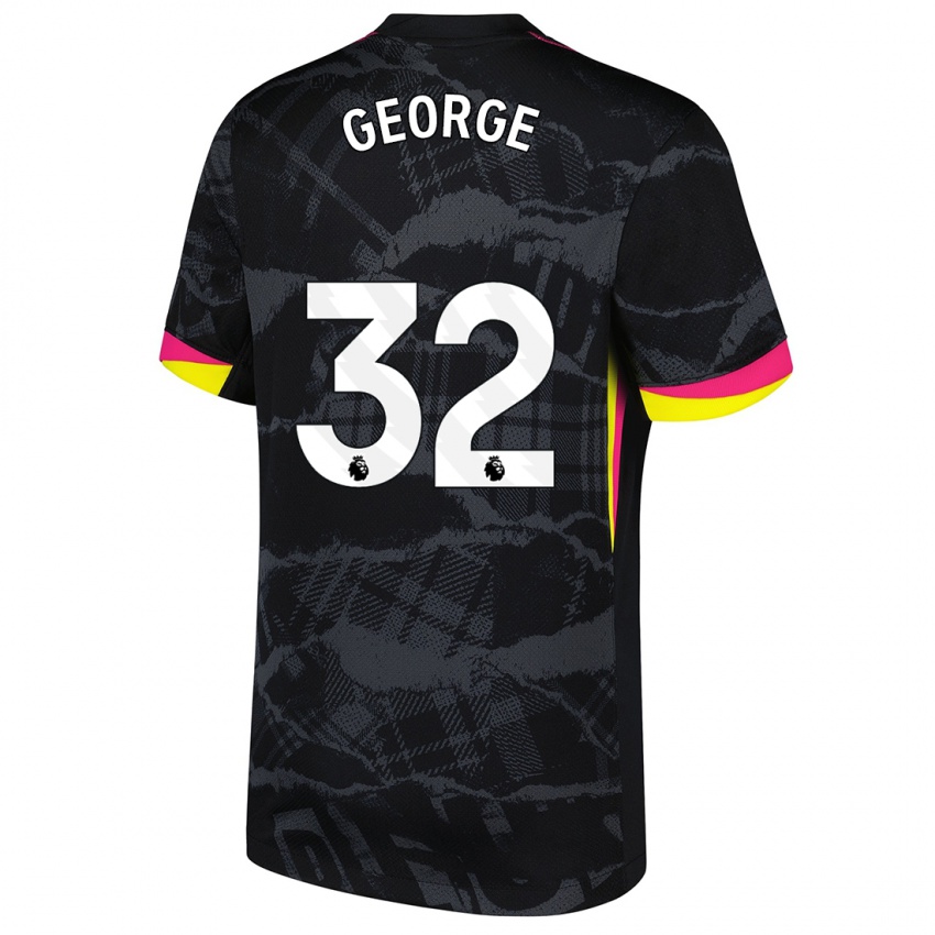 Gyermek Tyrique George #32 Fekete Rózsaszín Harmadik Számú Jersey 2024/25 Mez Póló Ing