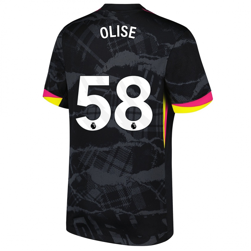 Gyermek Richard Olise #58 Fekete Rózsaszín Harmadik Számú Jersey 2024/25 Mez Póló Ing