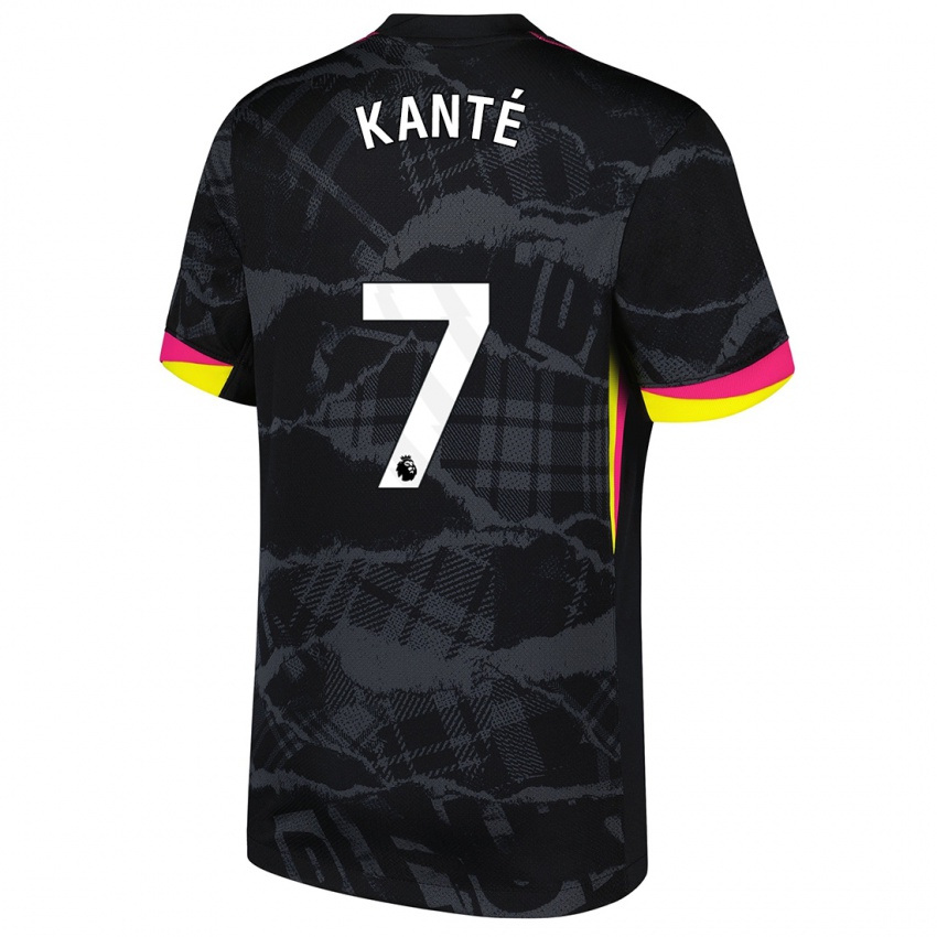 Gyermek N'golo Kante #7 Fekete Rózsaszín Harmadik Számú Jersey 2024/25 Mez Póló Ing