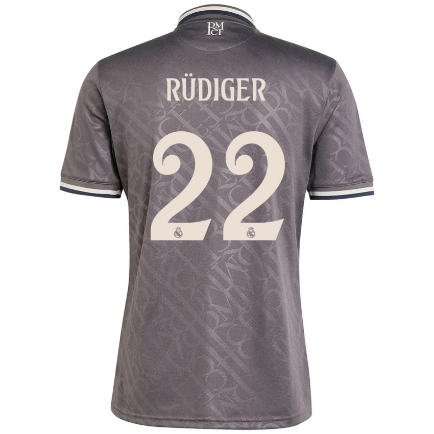 Gyermek Antonio Rudiger #22 Faszén Harmadik Számú Jersey 2024/25 Mez Póló Ing