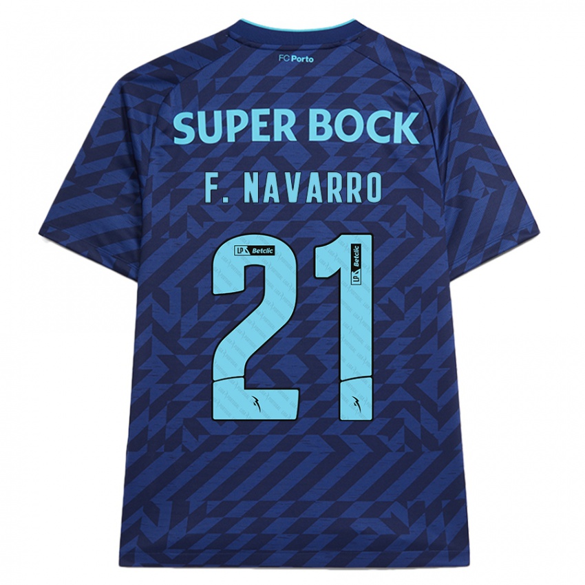 Gyermek Fran Navarro #21 Sötétkék Harmadik Számú Jersey 2024/25 Mez Póló Ing