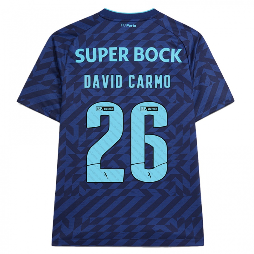 Gyermek David Carmo #26 Sötétkék Harmadik Számú Jersey 2024/25 Mez Póló Ing