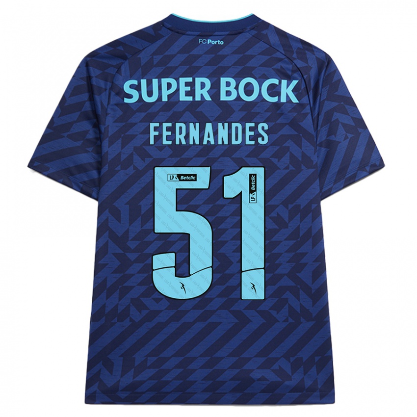 Gyermek Diogo Fernandes #51 Sötétkék Harmadik Számú Jersey 2024/25 Mez Póló Ing