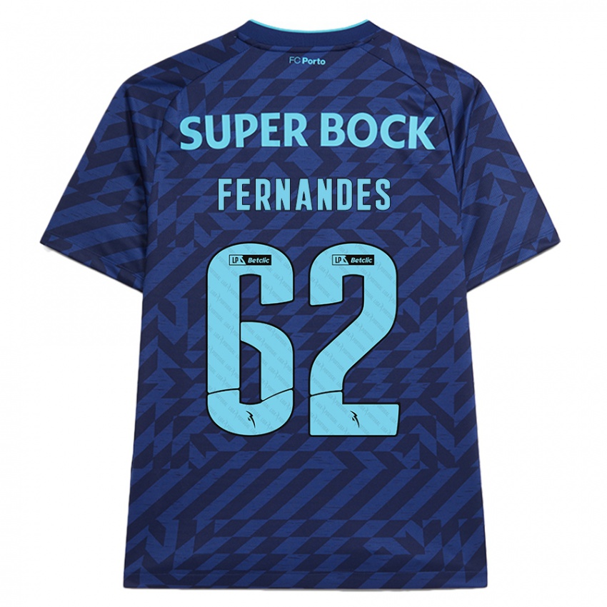 Gyermek Rodrigo Fernandes #62 Sötétkék Harmadik Számú Jersey 2024/25 Mez Póló Ing