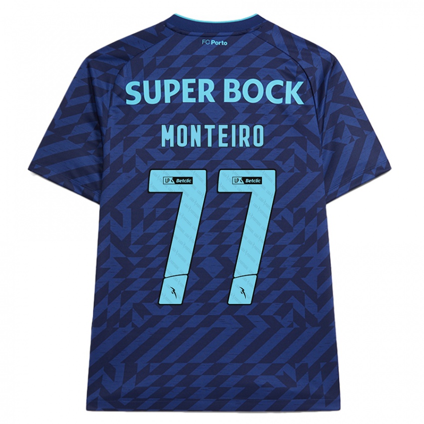 Gyermek Rui Monteiro #77 Sötétkék Harmadik Számú Jersey 2024/25 Mez Póló Ing