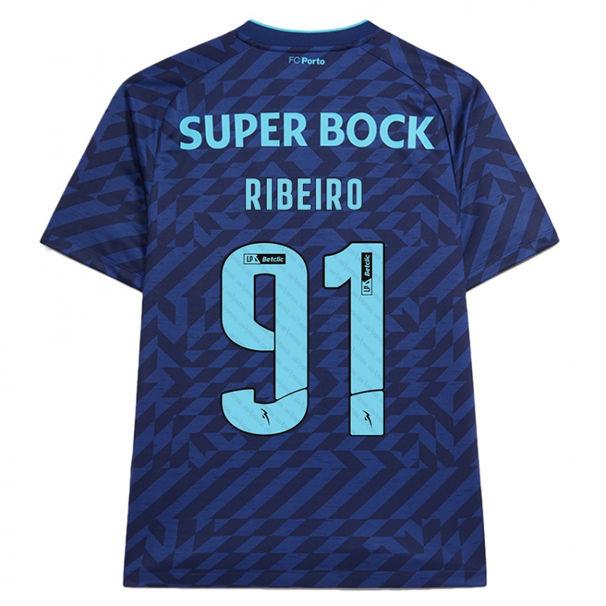 Gyermek Gonçalo Ribeiro #91 Sötétkék Harmadik Számú Jersey 2024/25 Mez Póló Ing