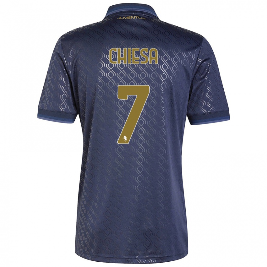 Gyermek Federico Chiesa #7 Sötétkék Harmadik Számú Jersey 2024/25 Mez Póló Ing