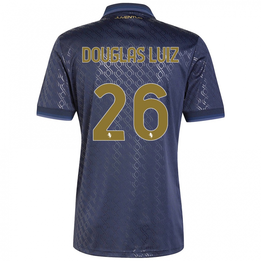 Gyermek Douglas Luiz #26 Sötétkék Harmadik Számú Jersey 2024/25 Mez Póló Ing