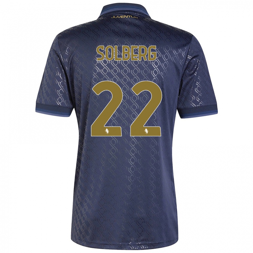 Gyermek Elias Solberg #22 Sötétkék Harmadik Számú Jersey 2024/25 Mez Póló Ing