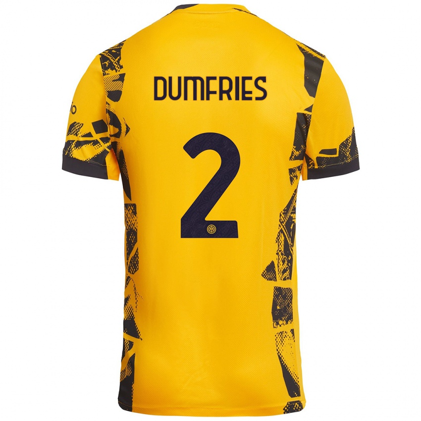 Gyermek Denzel Dumfries #2 Arany Fekete Harmadik Számú Jersey 2024/25 Mez Póló Ing