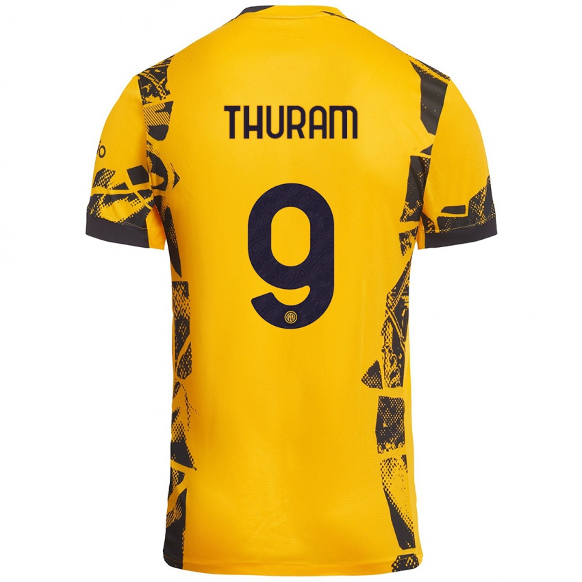 Gyermek Marcus Thuram #9 Arany Fekete Harmadik Számú Jersey 2024/25 Mez Póló Ing