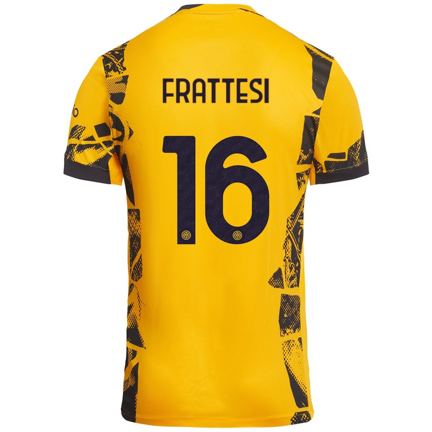 Gyermek Davide Frattesi #16 Arany Fekete Harmadik Számú Jersey 2024/25 Mez Póló Ing