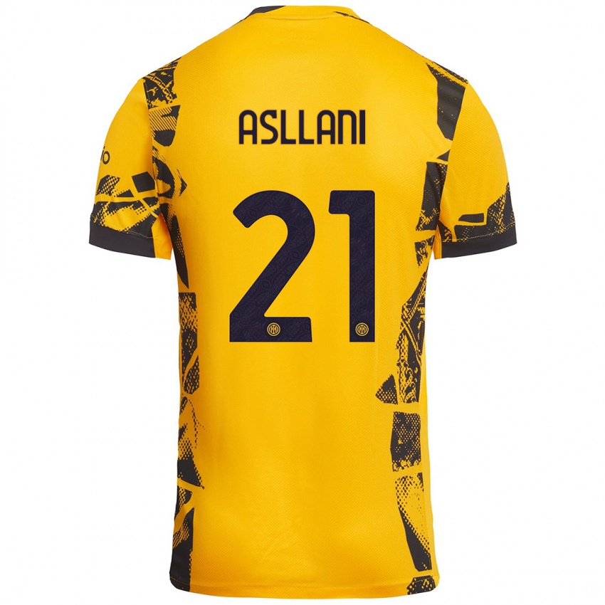 Gyermek Kristjan Asllani #21 Arany Fekete Harmadik Számú Jersey 2024/25 Mez Póló Ing