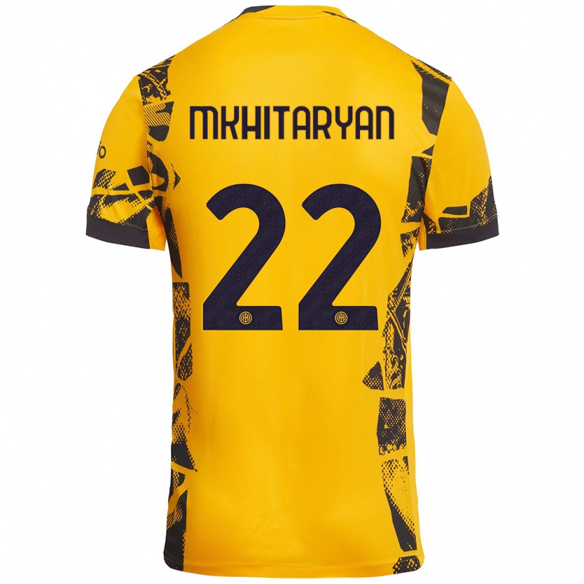 Gyermek Henrikh Mkhitaryan #22 Arany Fekete Harmadik Számú Jersey 2024/25 Mez Póló Ing