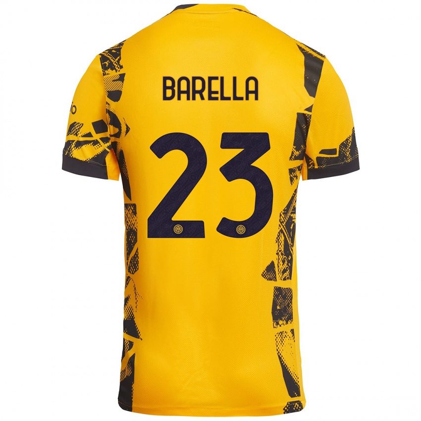 Gyermek Nicolò Barella #23 Arany Fekete Harmadik Számú Jersey 2024/25 Mez Póló Ing