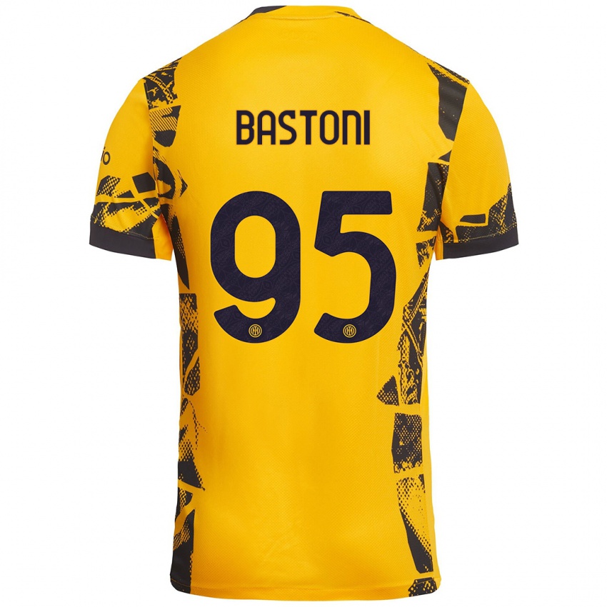 Gyermek Alessandro Bastoni #95 Arany Fekete Harmadik Számú Jersey 2024/25 Mez Póló Ing